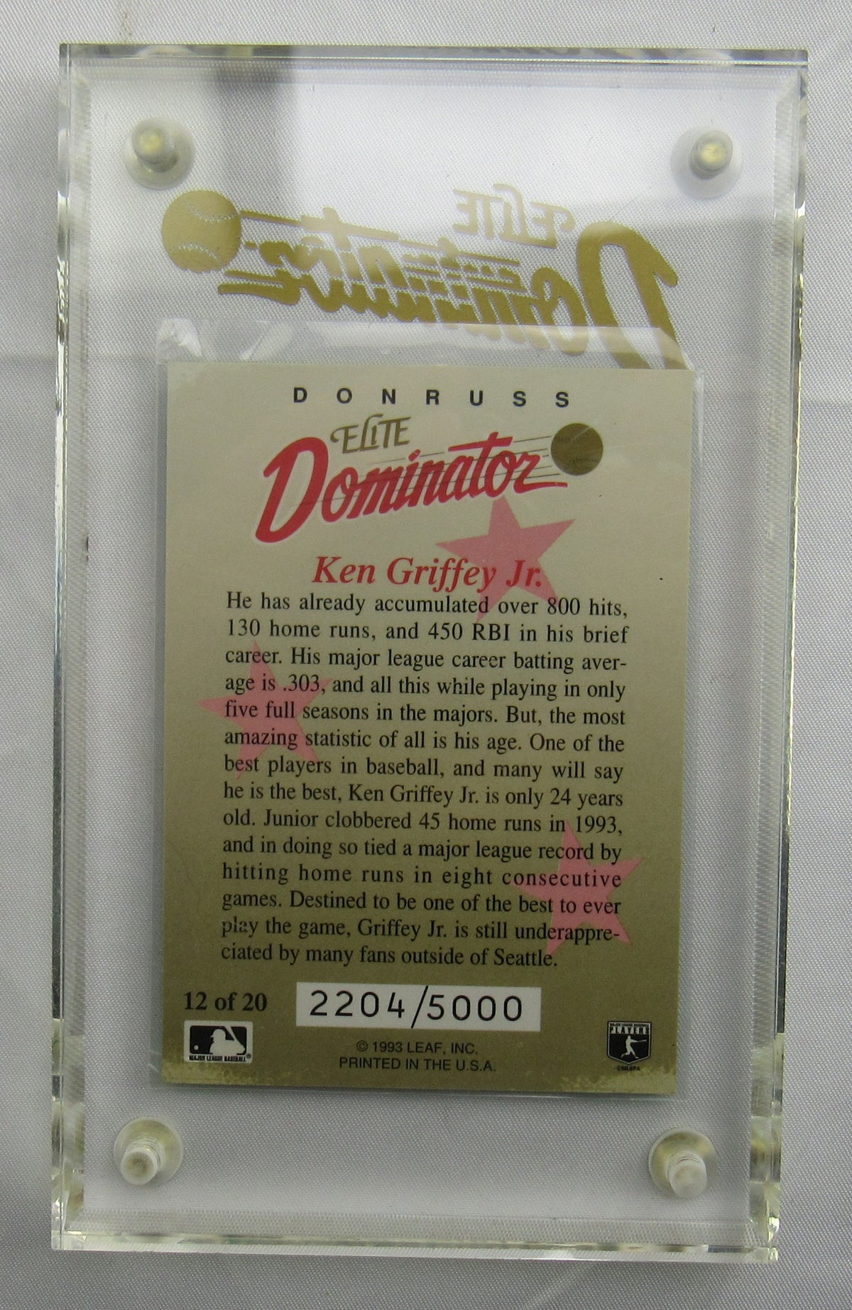 1993 Leaf Elite Dominator Ken Griffey Jr. Seattle Mariners #12/20 #2204/5000