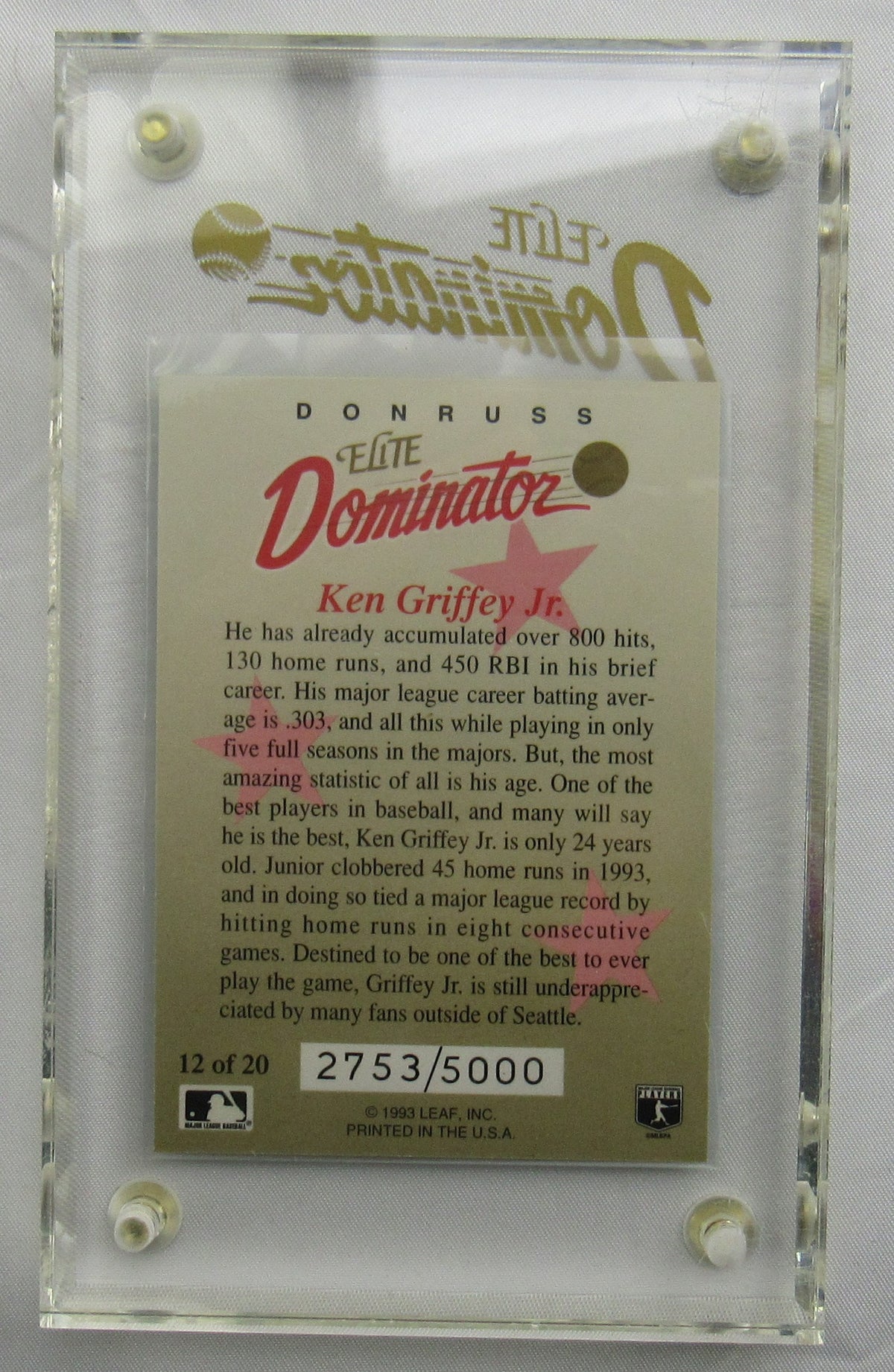 1993 Leaf Elite Dominator Ken Griffey Jr. Seattle Mariners #12/20 #2753/5000