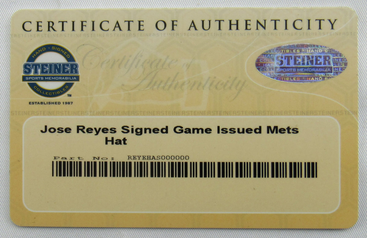 Jose Reyes Signed Game Issued Mets Hat Steiner COA