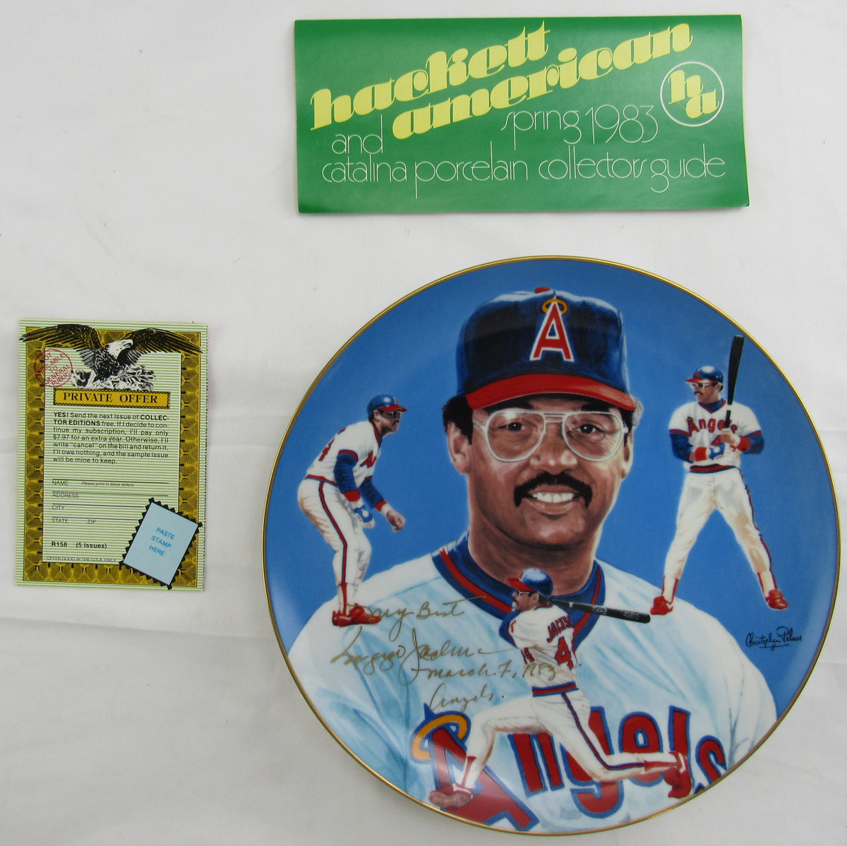 Reggie Jackson Signed Auto Painted Plate JSA CS78588
