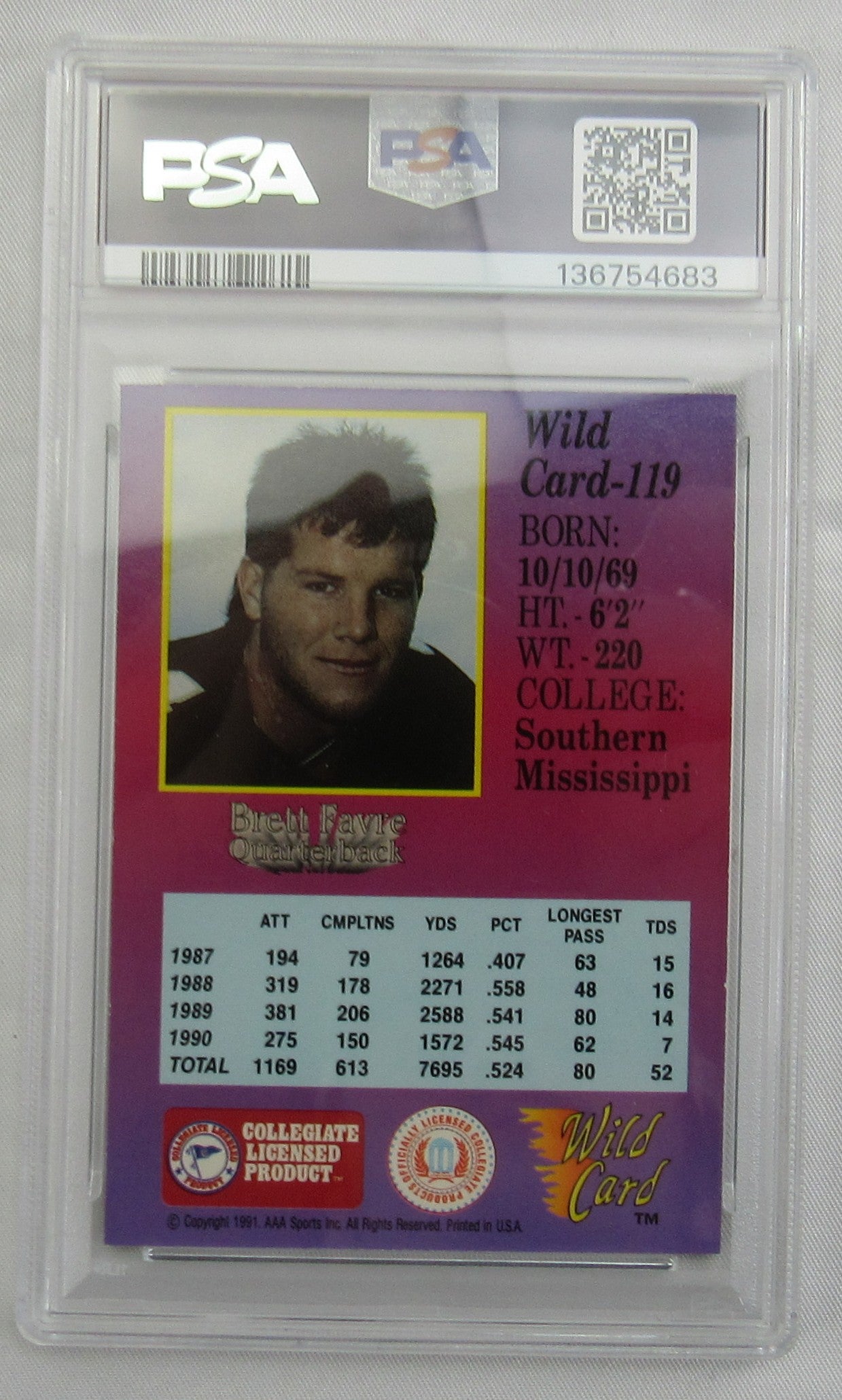 1991 Wild Card Brett Favre #119 - PSA 8