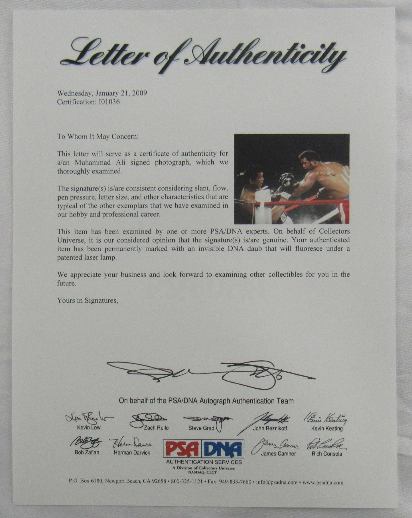 Muhammad Ali Signed Auto 8.5x12 Photo PSA/DNA LOA I01036