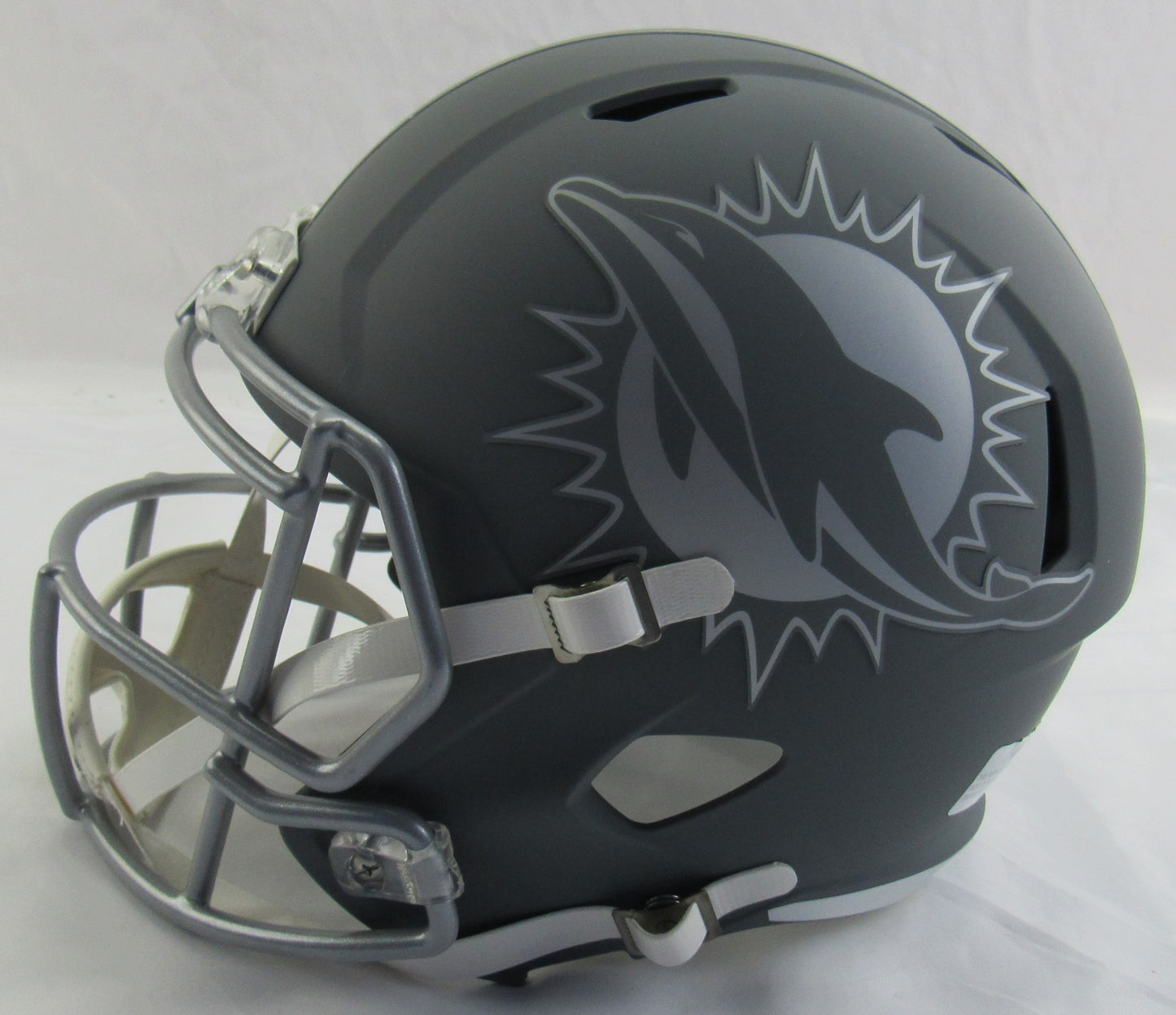 Ricky Williams Signed Riddell Full Size Grey Dolphins Helmet Replica w/ Smoke Insc JSA COA