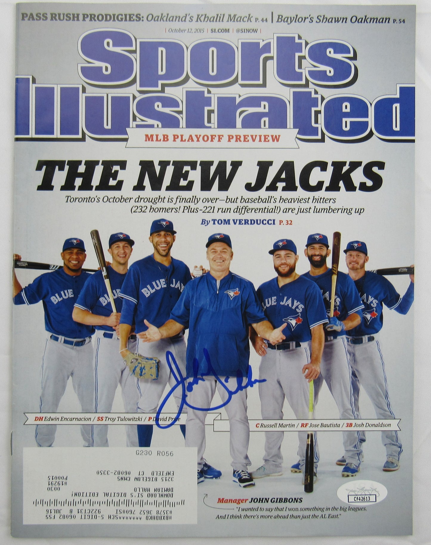 John Gibbons Signed Auto Sports Illustrated Magazine JSA CF42613