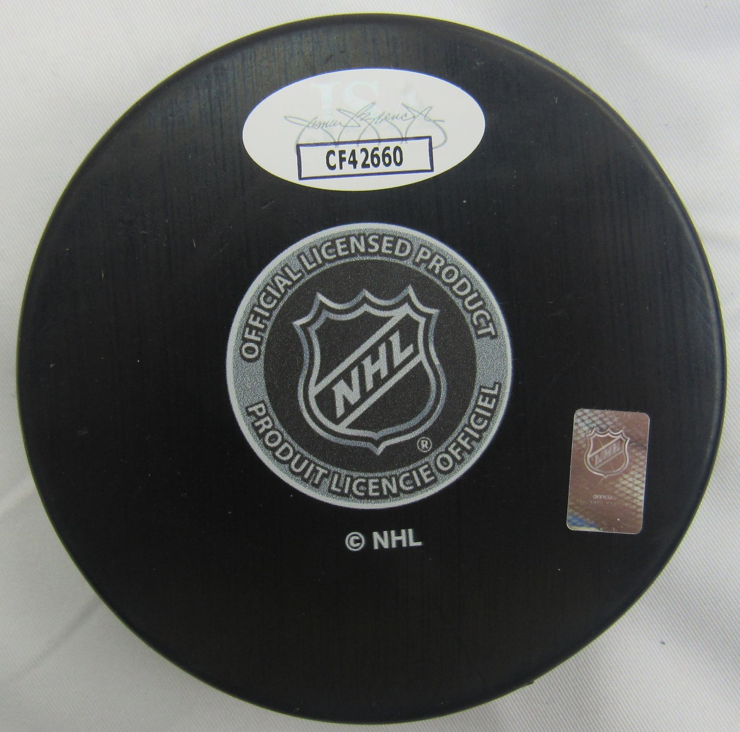 Ed Belfour Signed Auto Black Hawks Puck w/ Insc JSA CF42660