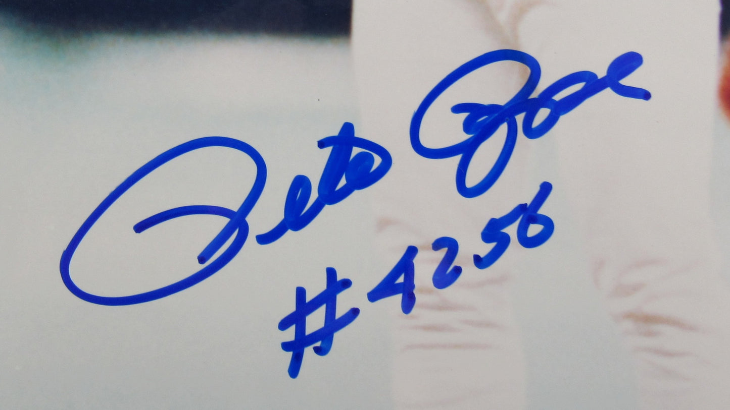 Pete Rose Signed 8x10 Photo w/ #4256 Insc JSA CL29192