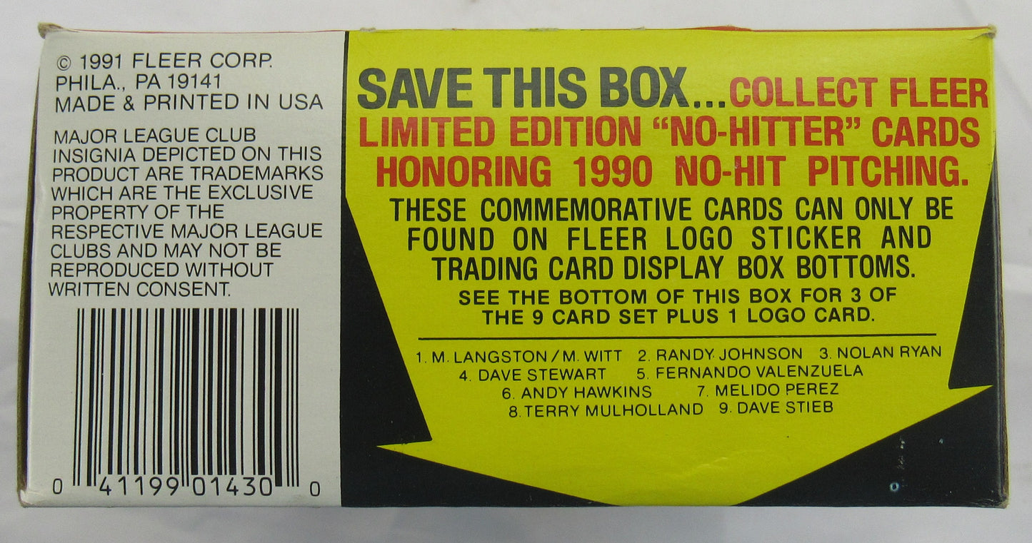 1991 Fleer Baseball Wax Box - 36 ct
