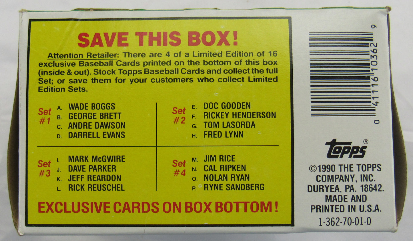 1990 Topps Baseball Wax Box - 36 CT