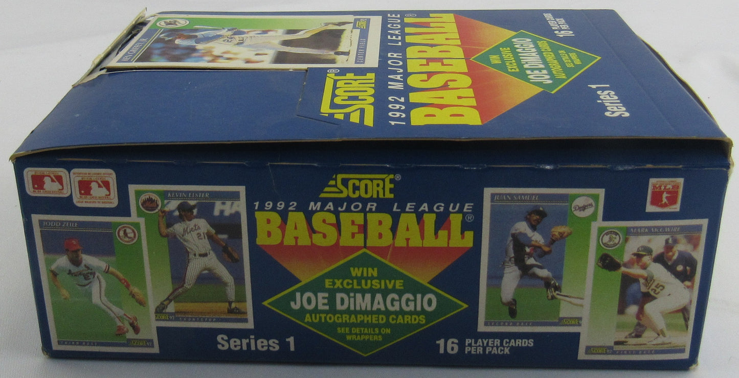1992 Score Baseball Wax Pack Box - Series 1