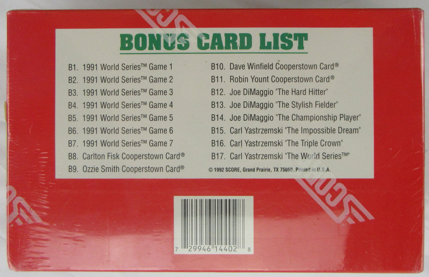 1992 Score Baseball Collector Set Factor Sealed - 910 Cards + 17 Bonus