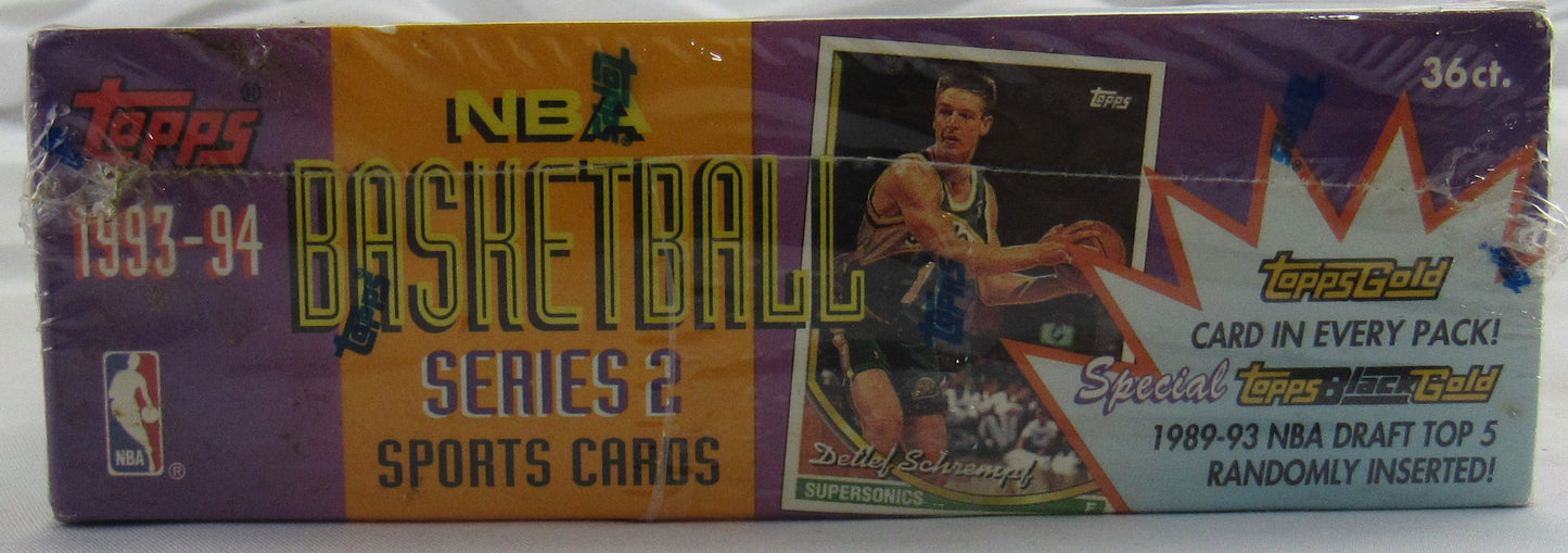 1993-94 Topps Series 2 Basketball w/ Gold Card in ea Pk. Factory Sealed Wax Box