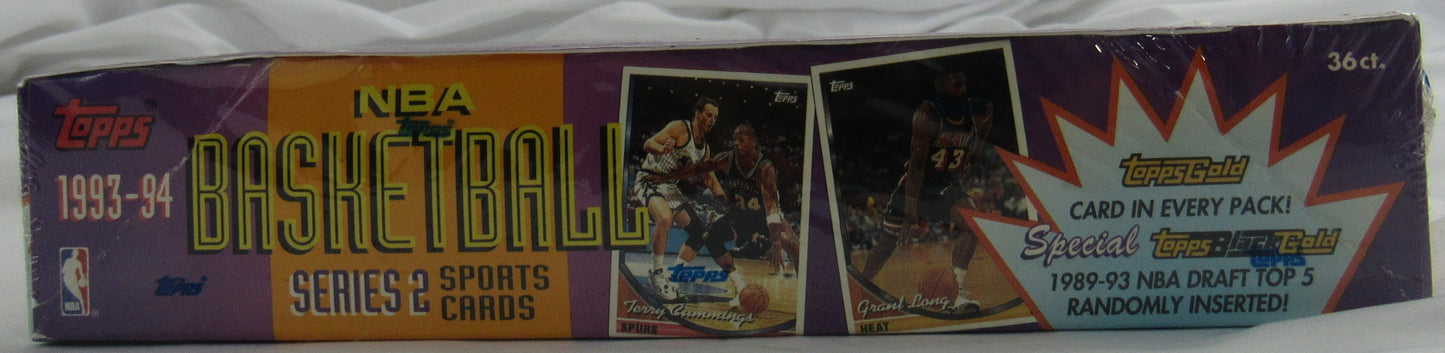 1993-94 Topps Series 2 Basketball w/ Gold Card in ea Pk. Factory Sealed Wax Box