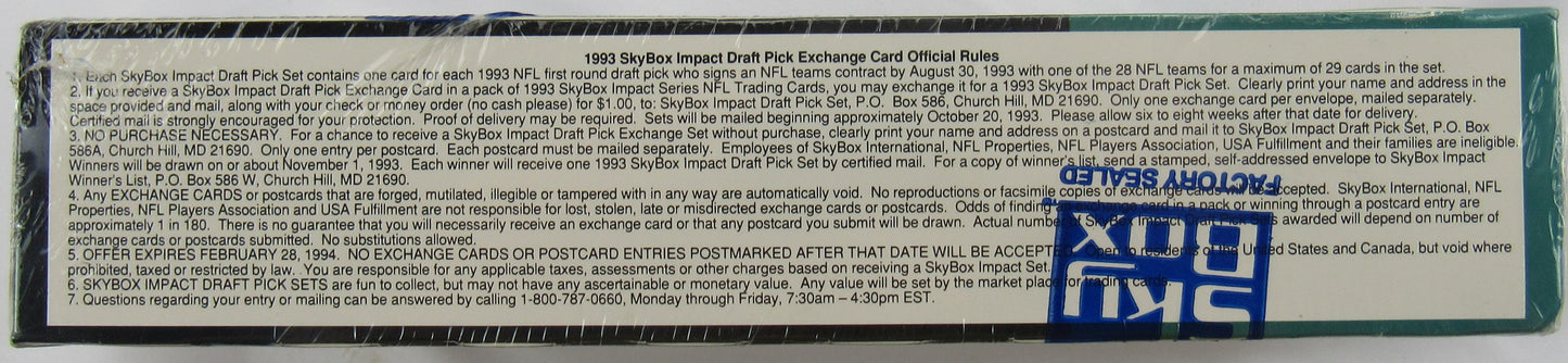1993 Skybox Impact NFL Football Factory Sealed Box