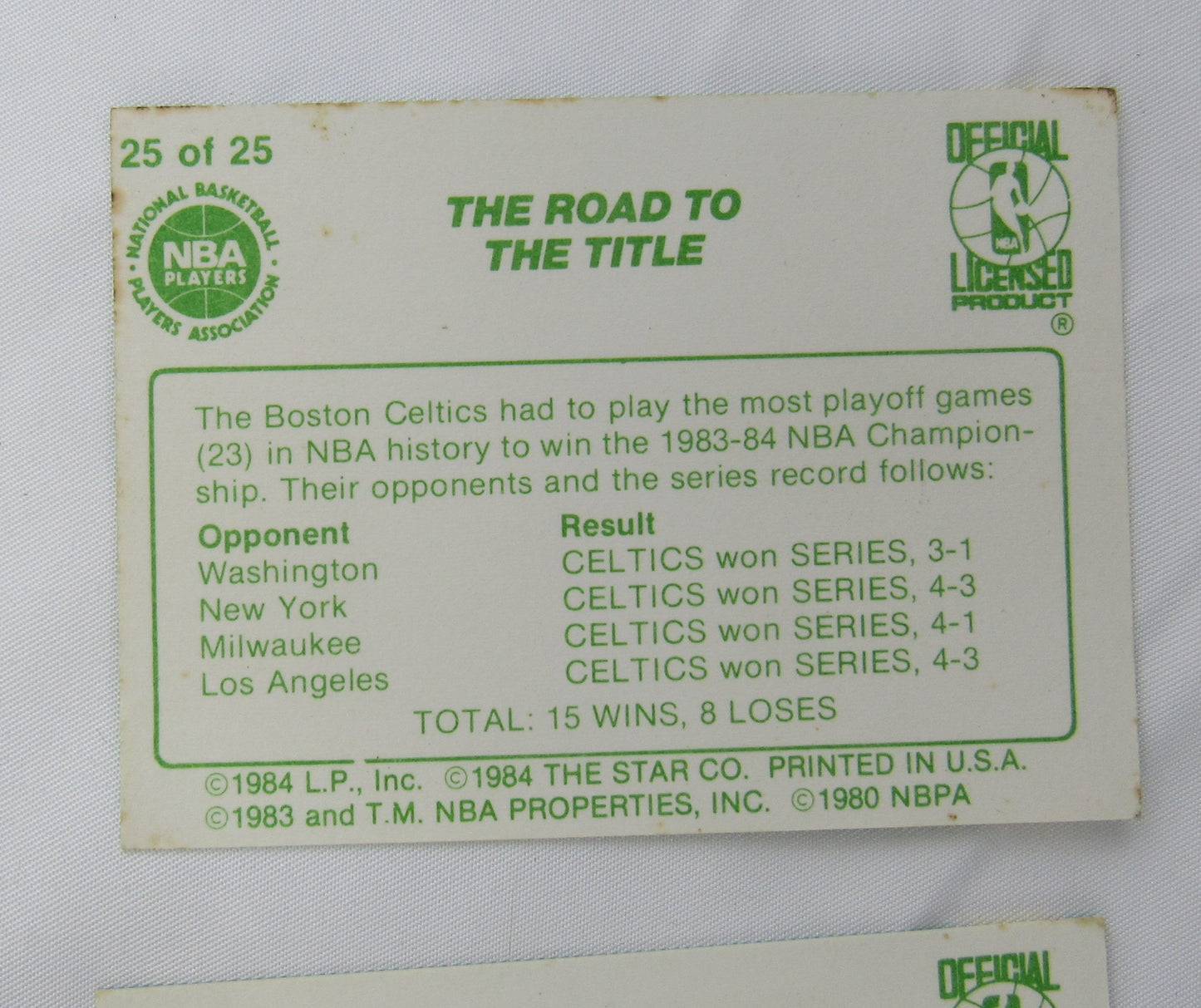 1984 Star - Celtics Championship Playoff vs LA Complete Set (25) NM