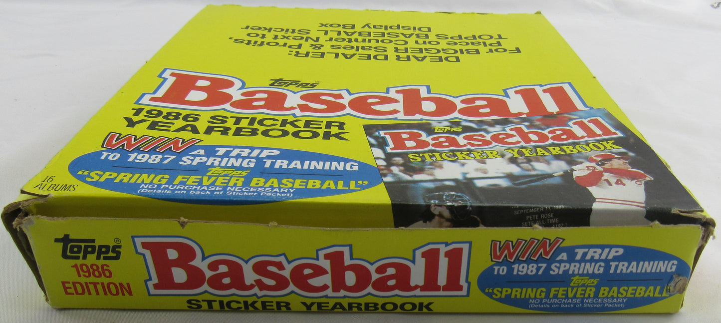 1986 Topps Baseball Yearbook Sticker Album Factory Box of 15 Albums