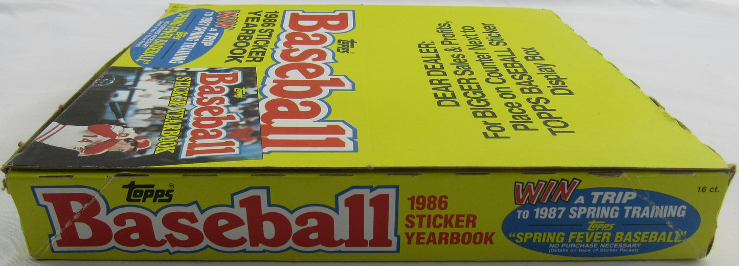 1986 Topps Baseball Yearbook Sticker Album Factory Box of 15 Albums