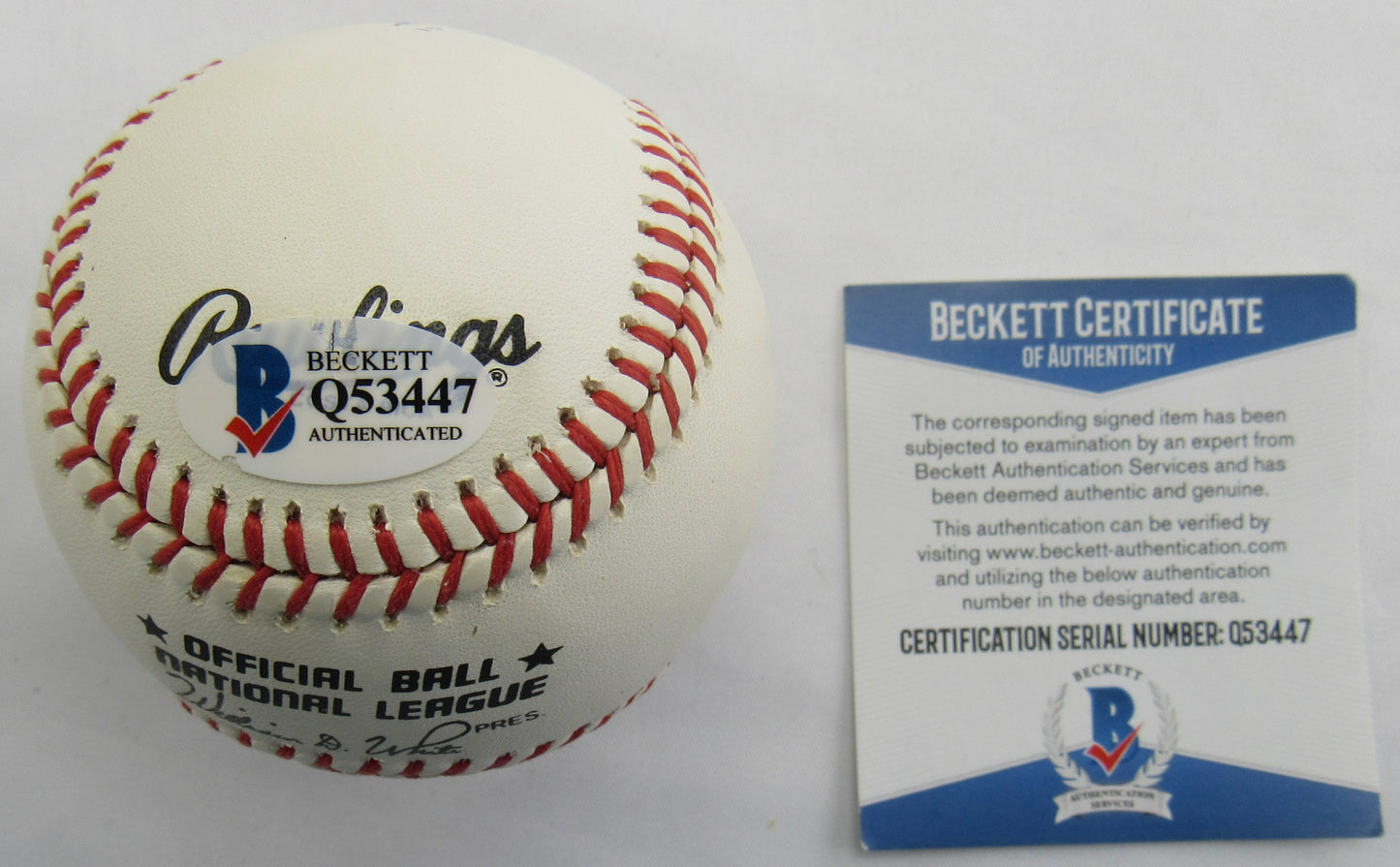 Duke Snider Signed Auto Rawlings Baseball Beckett Q53447 - pristine sold 12-10
