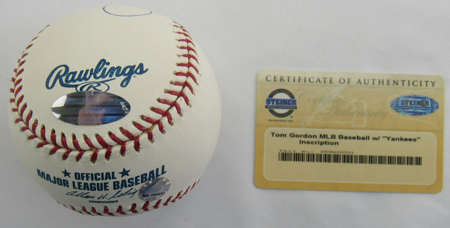 Tom Gordon Signed Auto Rawlings Baseball Steiner COA