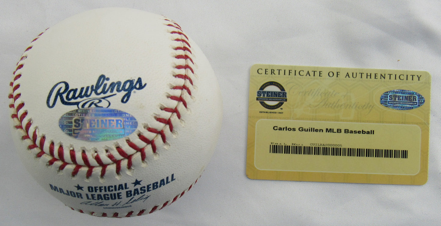 Carlos Guillen Signed Auto Rawlings Baseball Steiner COA B167