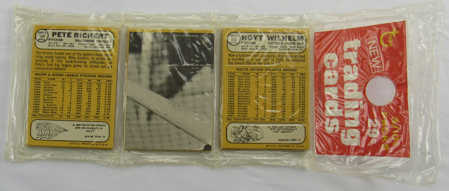 1968 Topps Baseball Card Rack Pack - w/Willie McCovey and Orlando Cepeda on top - Read Notes