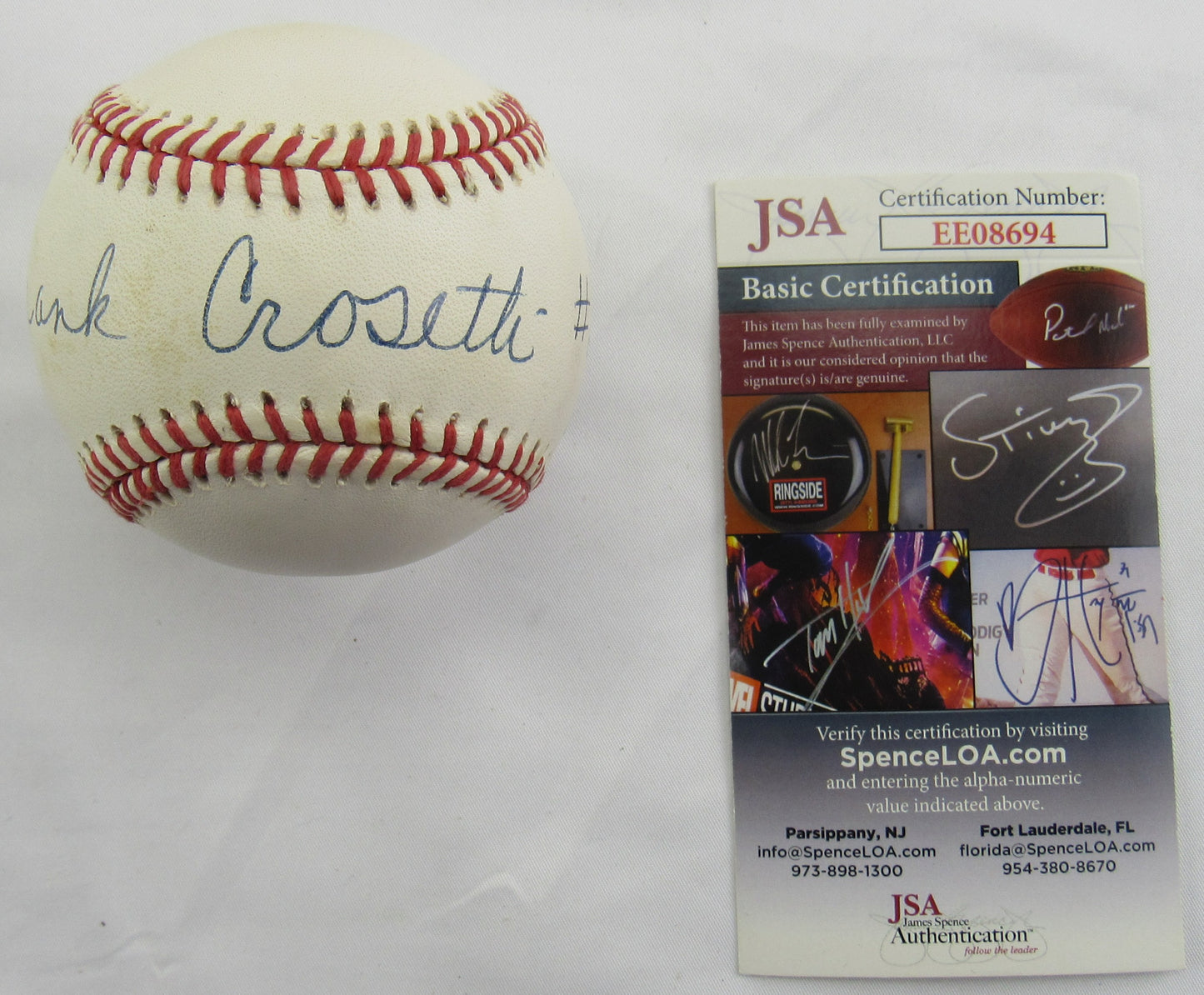 Frank Crosetti Signed Auto Autograph Rawlings Baseball JSA EE08694