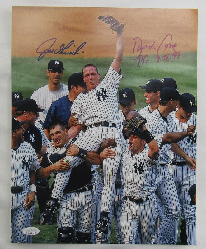 David Cone Joe Girardi Signed Auto Autograph 11x14 Perfect Game Photo w/ Insc JSA Witness