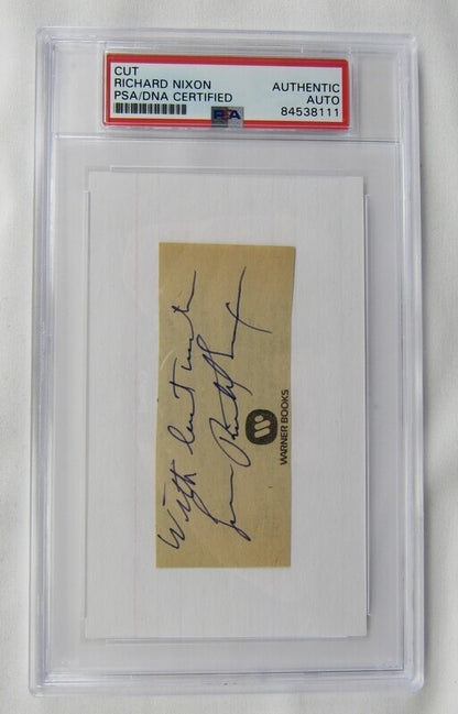 Richard Nixon 37th US President Signed Cut Signature On 3x5 Index Card PSA/DNA III