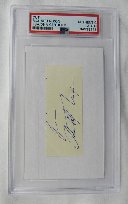 Richard Nixon 37th US President Signed Cut Signature On 3x5 Index Card PSA/DNA VII