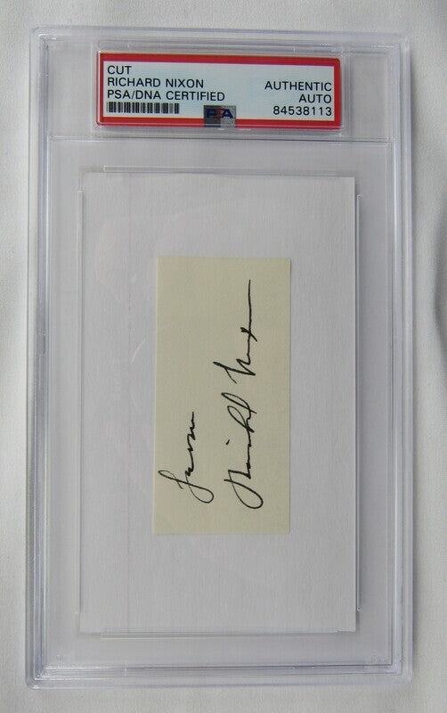 Richard Nixon 37th US President Signed Cut Signature On 3x5 Index Card PSA/DNA V