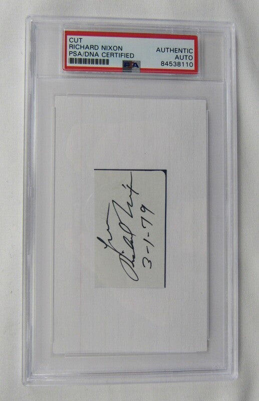 Richard Nixon 37th US President Signed Cut Signature On 3x5 Index Card PSA/DNA II