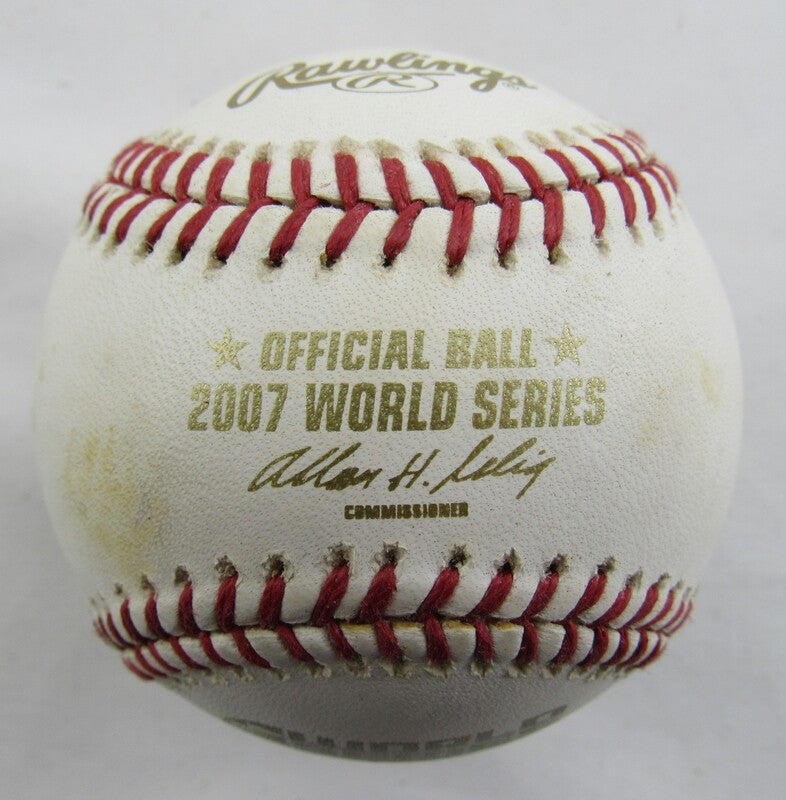 Manny Delcarmen Signed Auto Autograph Rawlings 2007 World Series Baseball B108