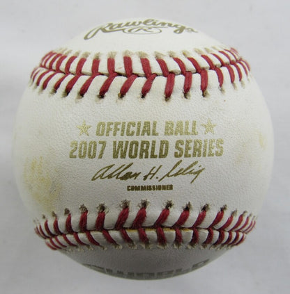 Manny Delcarmen Signed Auto Autograph Rawlings 2007 World Series Baseball B108