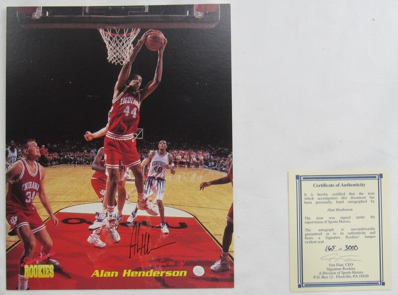 Alan Henderson Signed Auto Autograph 1995 Signature Rookies 8x10 Basketball Card w/ COA