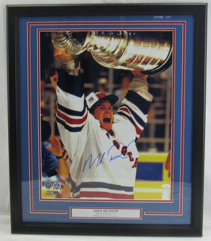 Mike Richter Signed Auto Autograph Framed 16x20 Photo JSA Witness COA