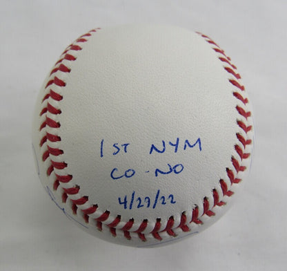 Edwin Diaz Tylor Megill Seth Lugo +3 Signed Rawlings Baseball w/ No Hitter Insc JSA Witness COA