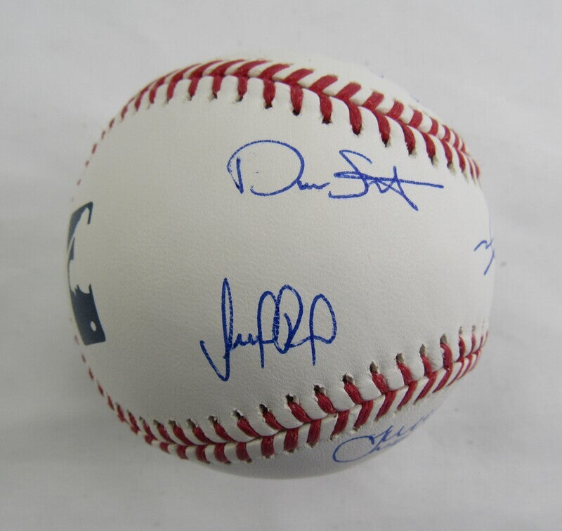 Edwin Diaz Tylor Megill Seth Lugo +3 Signed Rawlings Baseball w/ No Hitter Insc JSA Witness COA