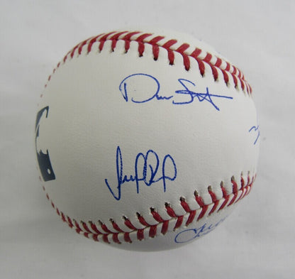 Edwin Diaz Tylor Megill Seth Lugo +3 Signed Rawlings Baseball w/ No Hitter Insc JSA Witness COA