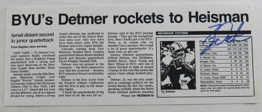 Ty Detmer Signed Auto Autograph 4.5x11 Paper Stock News Article