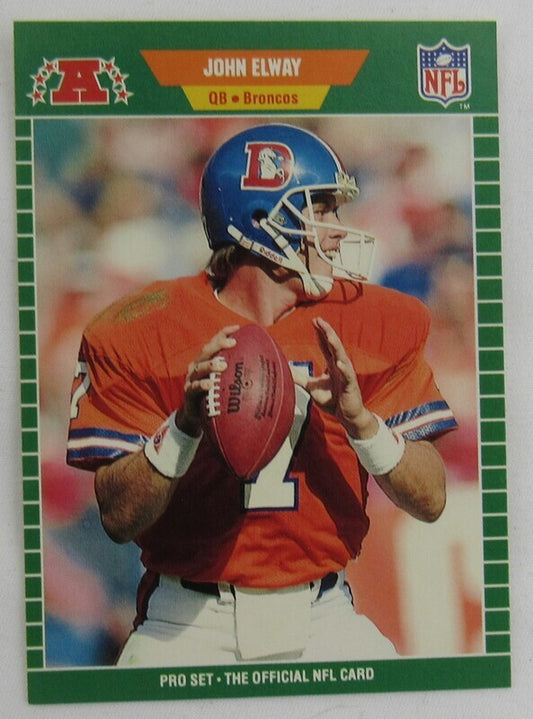 1989 Pro Set John Elway #100 Football Card Error & Correct Lot