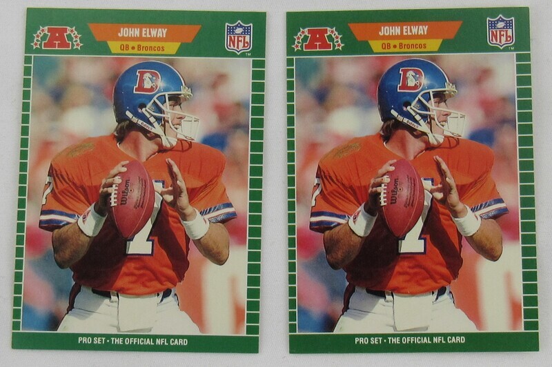 1989 Pro Set John Elway #100 Football Card Error & Correct Lot