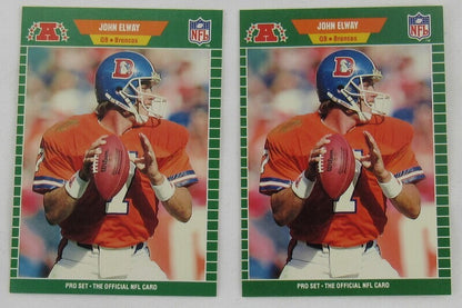 1989 Pro Set John Elway #100 Football Card Error & Correct Lot