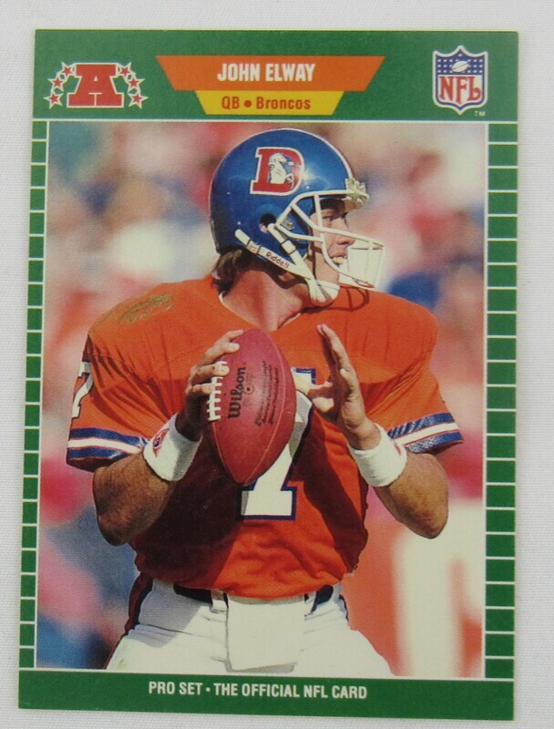 1989 Pro Set John Elway #100 Football Card Error & Correct Lot