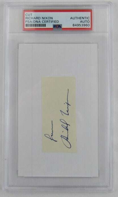 Richard Nixon US 37th US President Signed Cut Signature On 3x5 Index Card PSA/DNA Encapsulated X