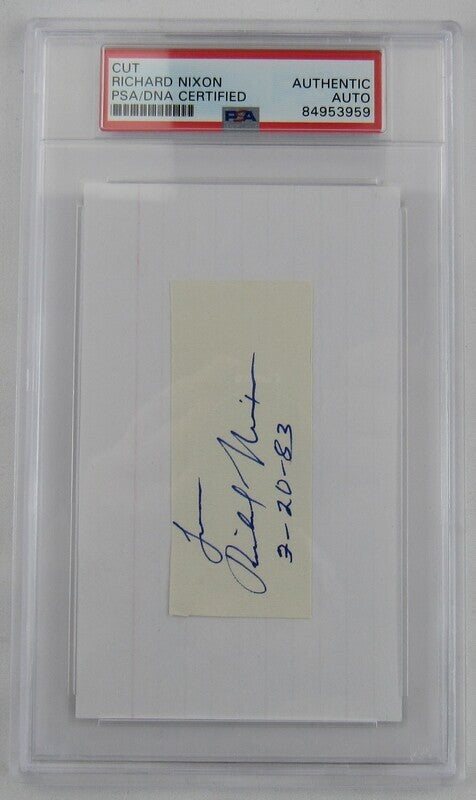 Richard Nixon US 37th US President Signed Cut Signature On 3x5 Index Card PSA/DNA Encapsulated XI