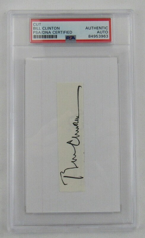 Bill Clinton 42nd US President Signed Cut Signature On 3x5 Index Card PSA/DNA Encapsulated