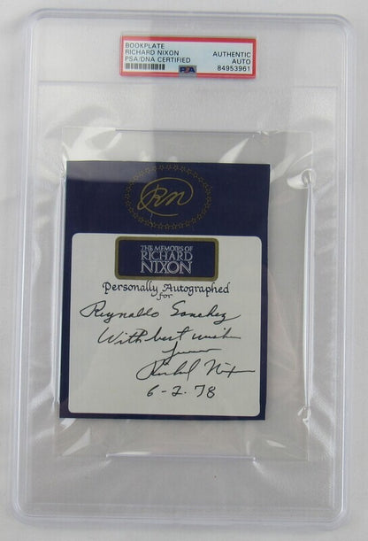 Richard Nixon US 37th US President Signed Auto Autograph Cut Book Plate PSA/DNA Encapsulated XII