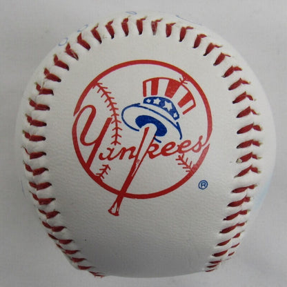 Sparky Lyle Paul Blair Ron Davis +1 Signed Auto Autograph Yankees Logo Baseball B112