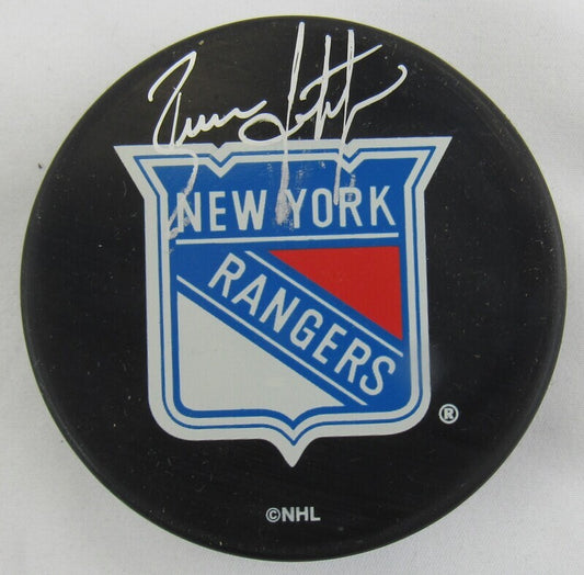 Brian Leetch Signed Auto Autograph Rangers Logo Hockey Puck Steiner COA