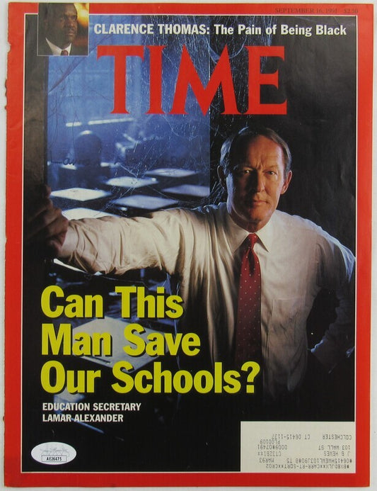 Lamar Alexander Signed Auto Autograph Time Magazine Cut Cover 9/16/91 JSA AE26475