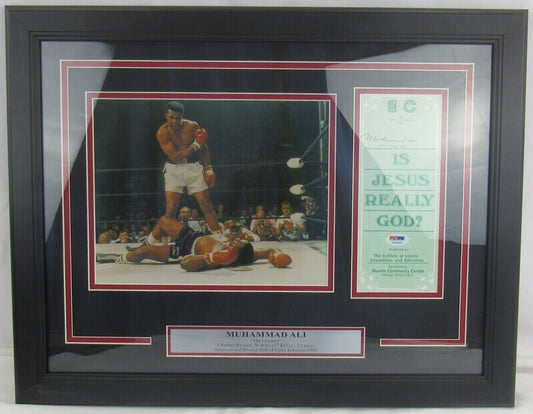 Muhammad Ali Signed Framed Islam Pamphlet w/ 8x10 Sonny Liston KO Photo JSA YY37558